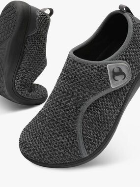 Women's Dark Gray Knit Slip-On Comfort Slippers